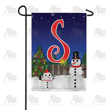 America Forever Snowman Christmas Tree Monogram Garden Flag