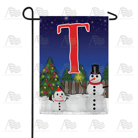 America Forever Snowman Christmas Tree Monogram Garden Flag