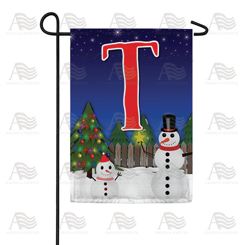 America Forever Snowman Christmas Tree Monogram Garden Flag