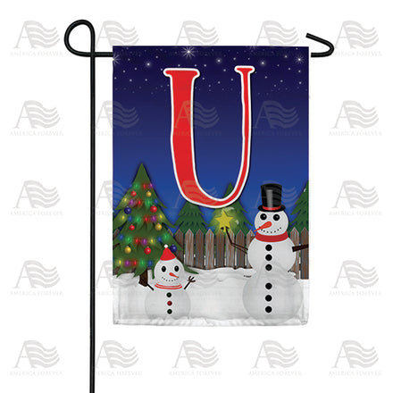 America Forever Snowman Christmas Tree Monogram Garden Flag