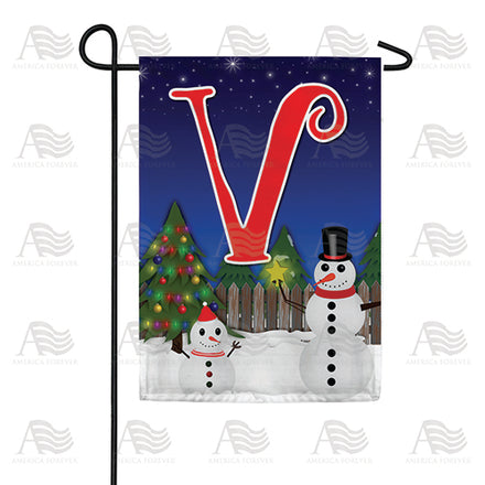 America Forever Snowman Christmas Tree Monogram Garden Flag