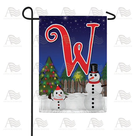 America Forever Snowman Christmas Tree Monogram Garden Flag