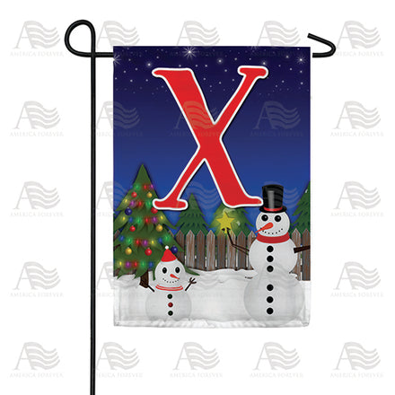 America Forever Snowman Christmas Tree Monogram Garden Flag