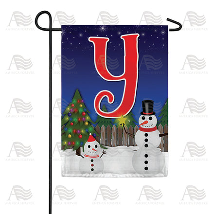 America Forever Snowman Christmas Tree Monogram Garden Flag