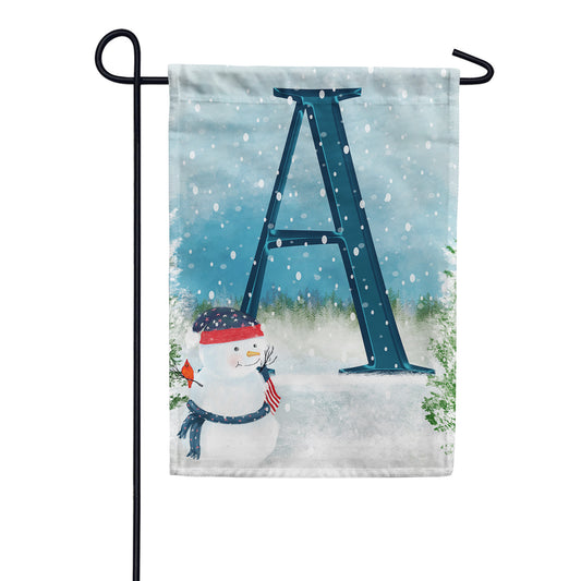 America Forever Let It Snow Watercolor Monogram Garden Flag