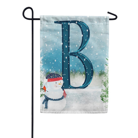 America Forever Let It Snow Watercolor Monogram Garden Flag