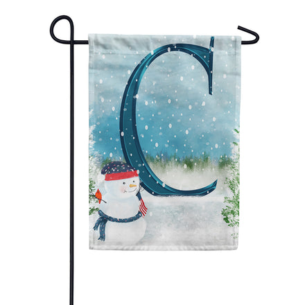 America Forever Let It Snow Watercolor Monogram Garden Flag