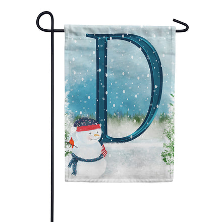 America Forever Let It Snow Watercolor Monogram Garden Flag