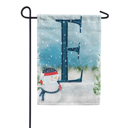 America Forever Let It Snow Watercolor Monogram Garden Flag