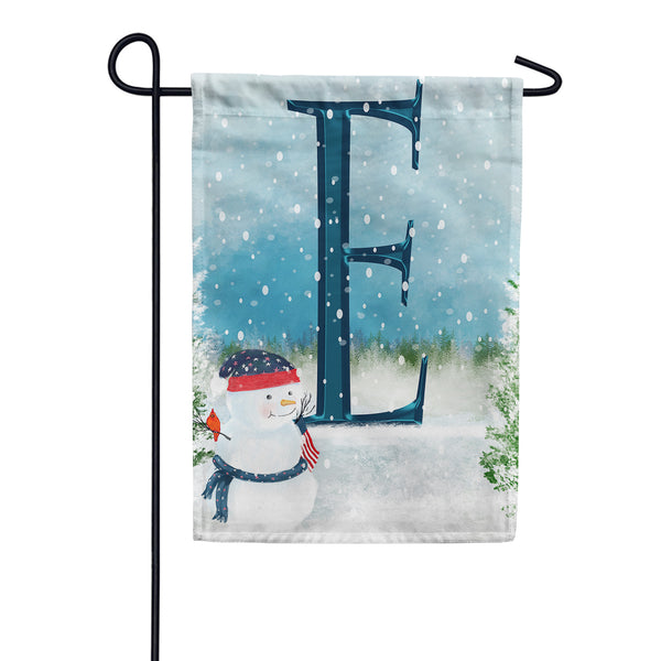 America Forever Let It Snow Watercolor Monogram Garden Flag