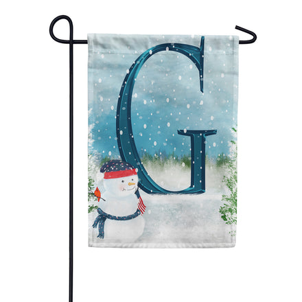 America Forever Let It Snow Watercolor Monogram Garden Flag