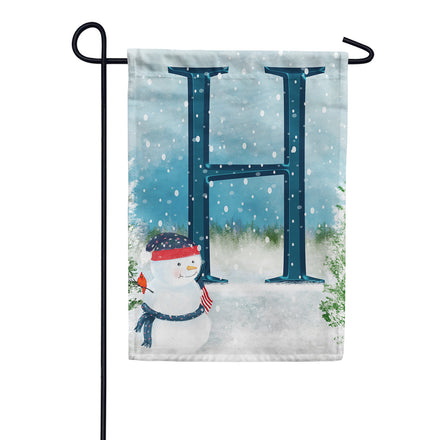 America Forever Let It Snow Watercolor Monogram Garden Flag