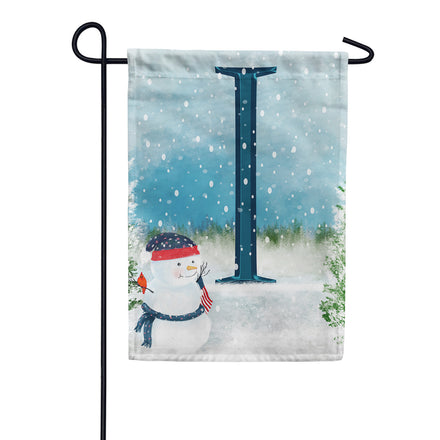 America Forever Let It Snow Watercolor Monogram Garden Flag