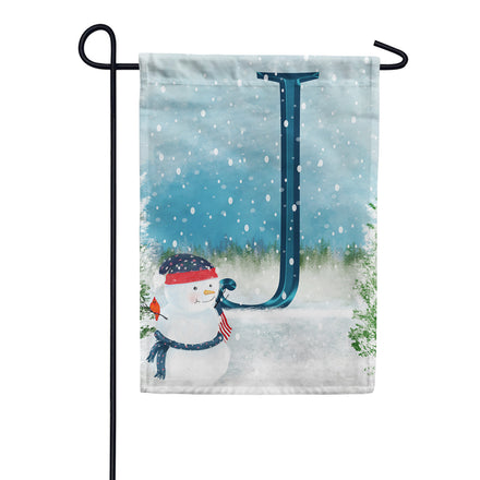 America Forever Let It Snow Watercolor Monogram Garden Flag
