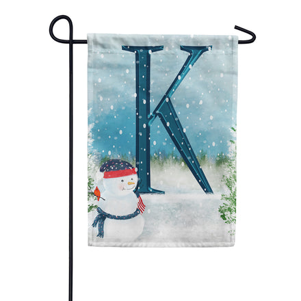 America Forever Let It Snow Watercolor Monogram Garden Flag