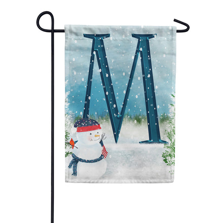 America Forever Let It Snow Watercolor Monogram Garden Flag