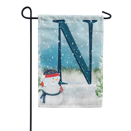 America Forever Let It Snow Watercolor Monogram Garden Flag