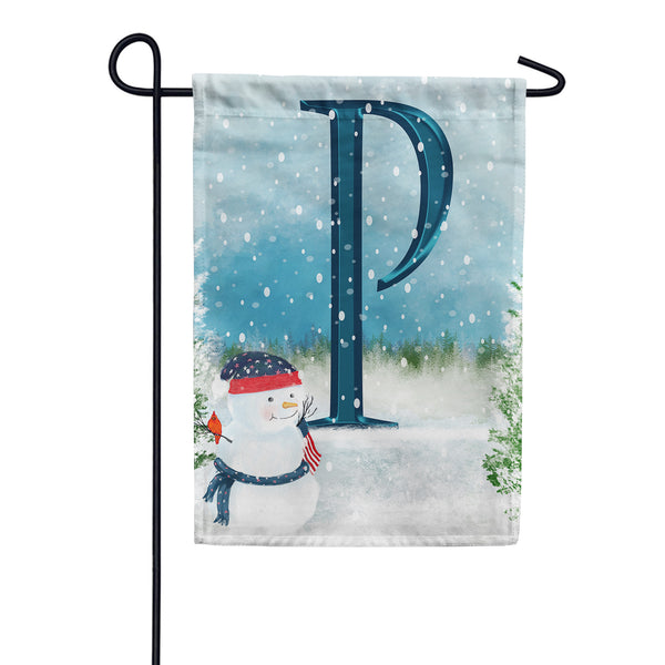 America Forever Let It Snow Watercolor Monogram Garden Flag