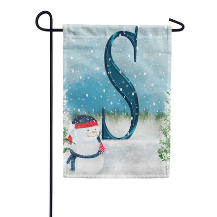 America Forever Let It Snow Watercolor Monogram Garden Flag