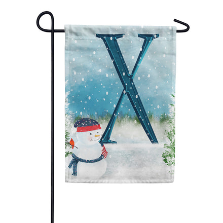 America Forever Let It Snow Watercolor Monogram Garden Flag