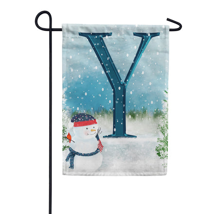 America Forever Let It Snow Watercolor Monogram Garden Flag
