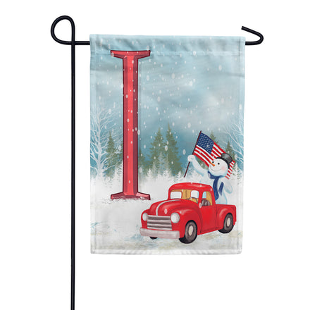 America Forever Happy Holidays America Monogram Garden Flag