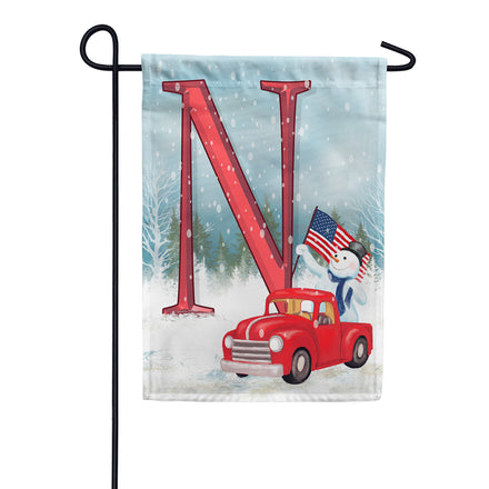 America Forever Happy Holidays America Monogram Garden Flag