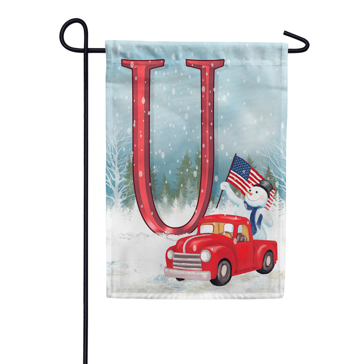 America Forever Happy Holidays America Monogram Garden Flag
