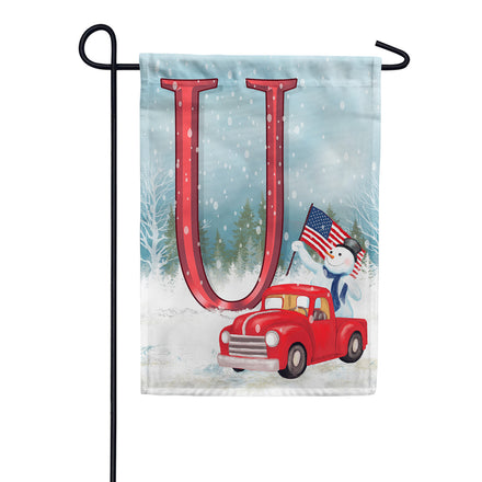 America Forever Happy Holidays America Monogram Garden Flag