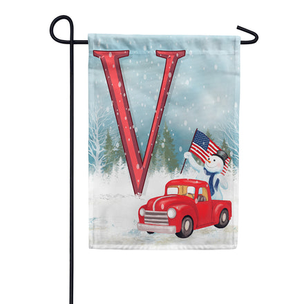 America Forever Happy Holidays America Monogram Garden Flag