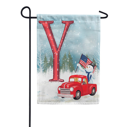 America Forever Happy Holidays America Monogram Garden Flag