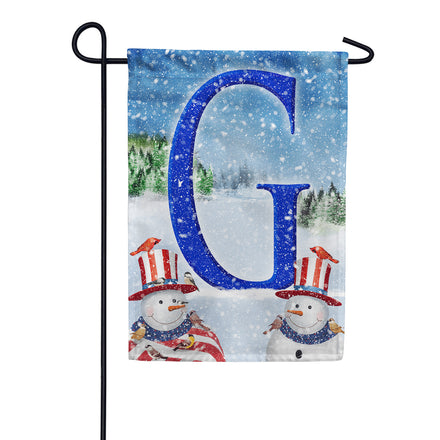 America Forever Uncle Snowman Monogram Garden Flag