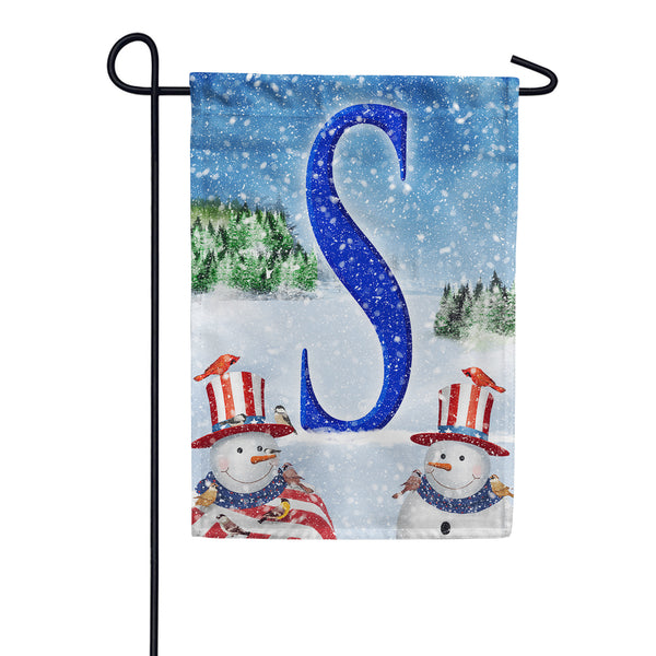 America Forever Uncle Snowman Monogram Garden Flag