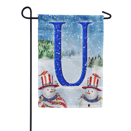 America Forever Uncle Snowman Monogram Garden Flag