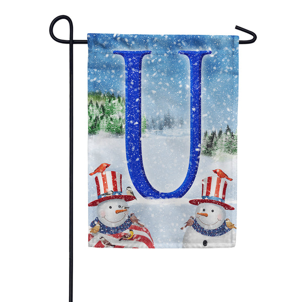 America Forever Uncle Snowman Monogram Garden Flag