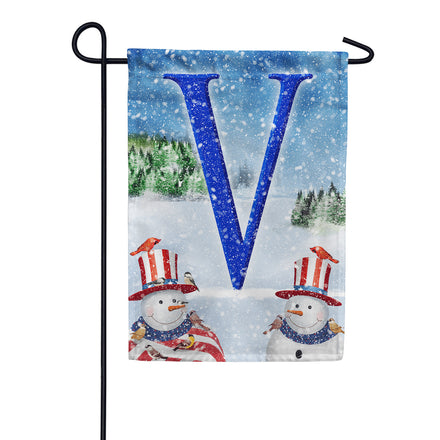 America Forever Uncle Snowman Monogram Garden Flag