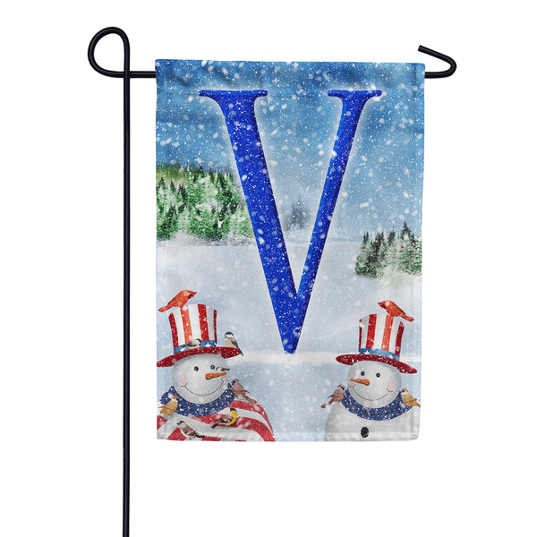 America Forever Uncle Snowman Monogram Garden Flag