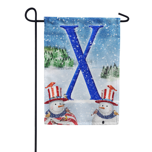 America Forever Uncle Snowman Monogram Garden Flag