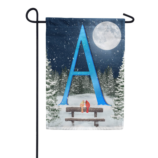 America Forever Winter Moon Monogram Garden Flag