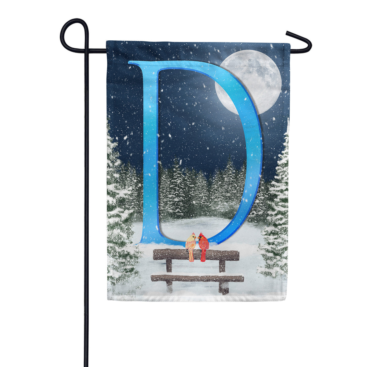 America Forever Winter Moon Monogram Garden Flag