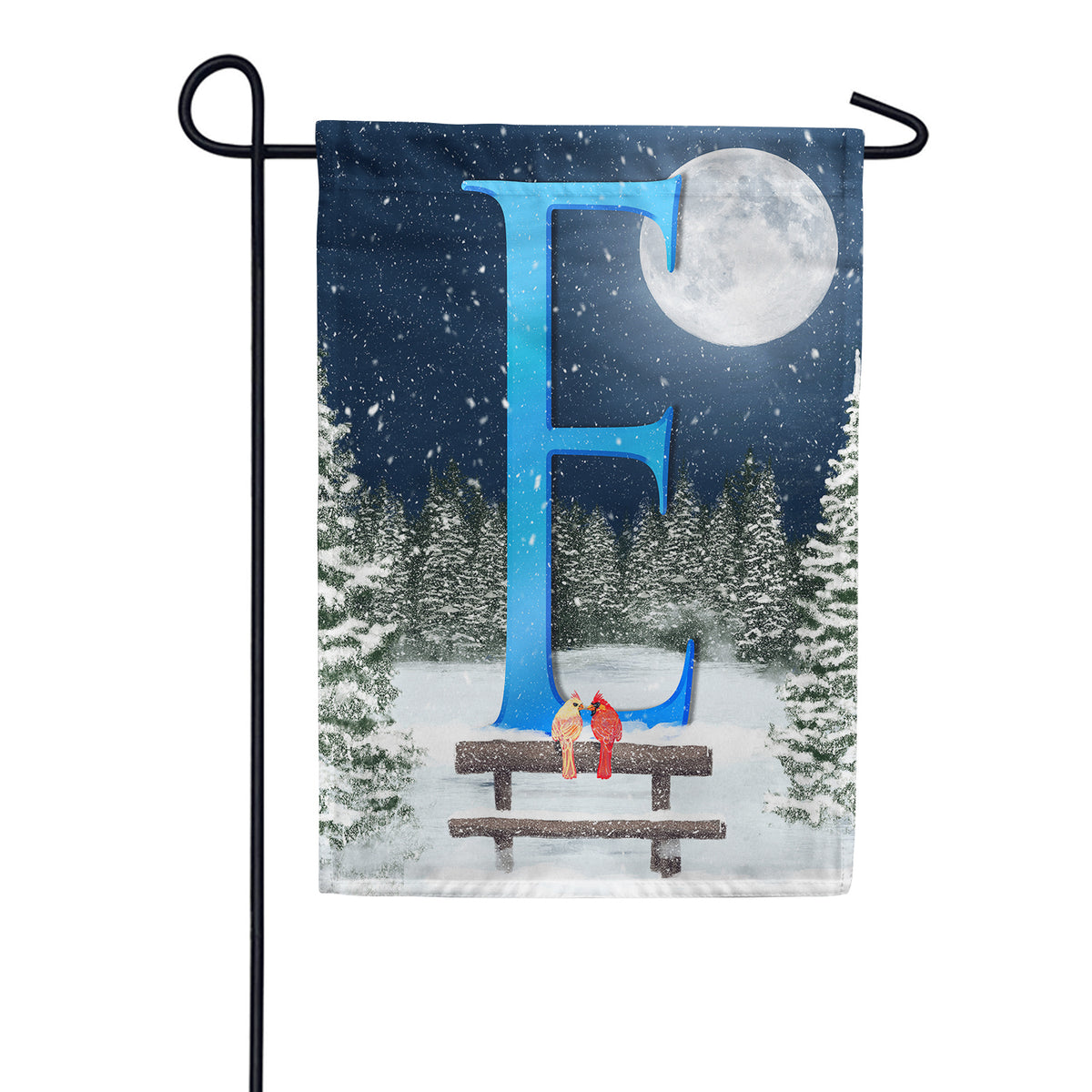 America Forever Winter Moon Monogram Garden Flag
