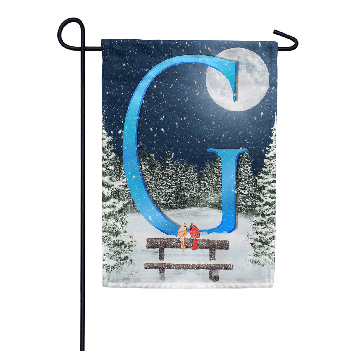 America Forever Winter Moon Monogram Garden Flag