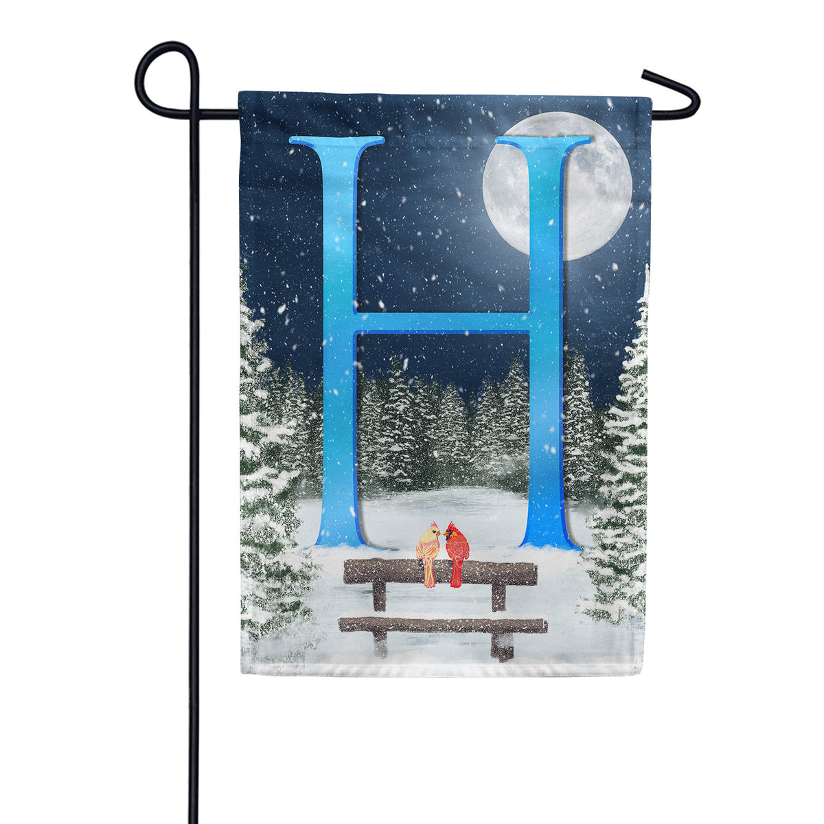 America Forever Winter Moon Monogram Garden Flag