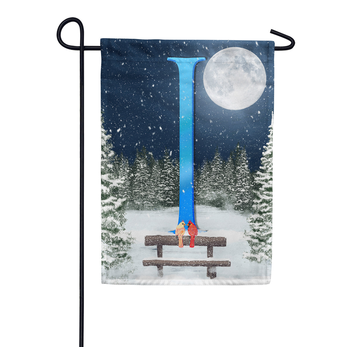 America Forever Winter Moon Monogram Garden Flag
