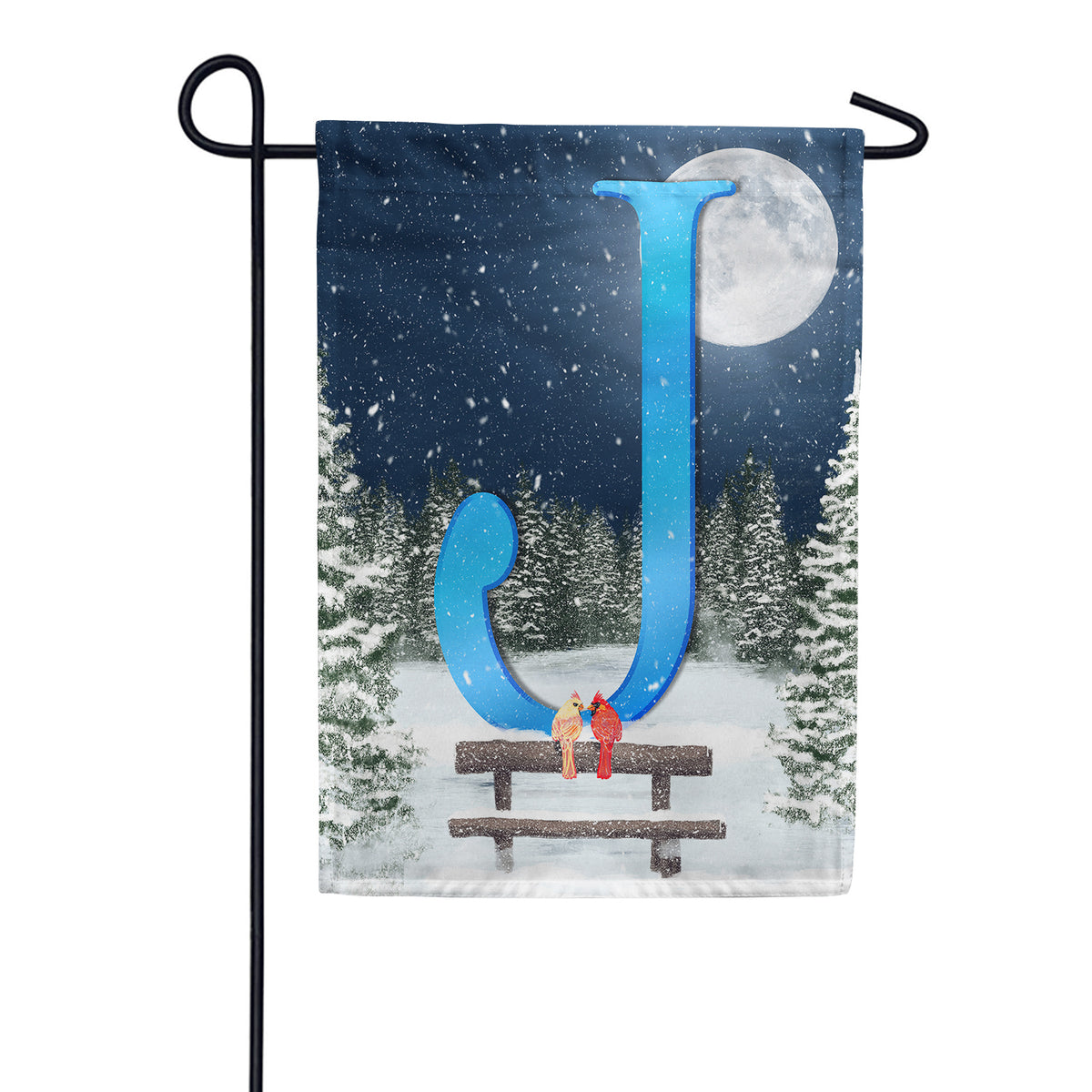 America Forever Winter Moon Monogram Garden Flag