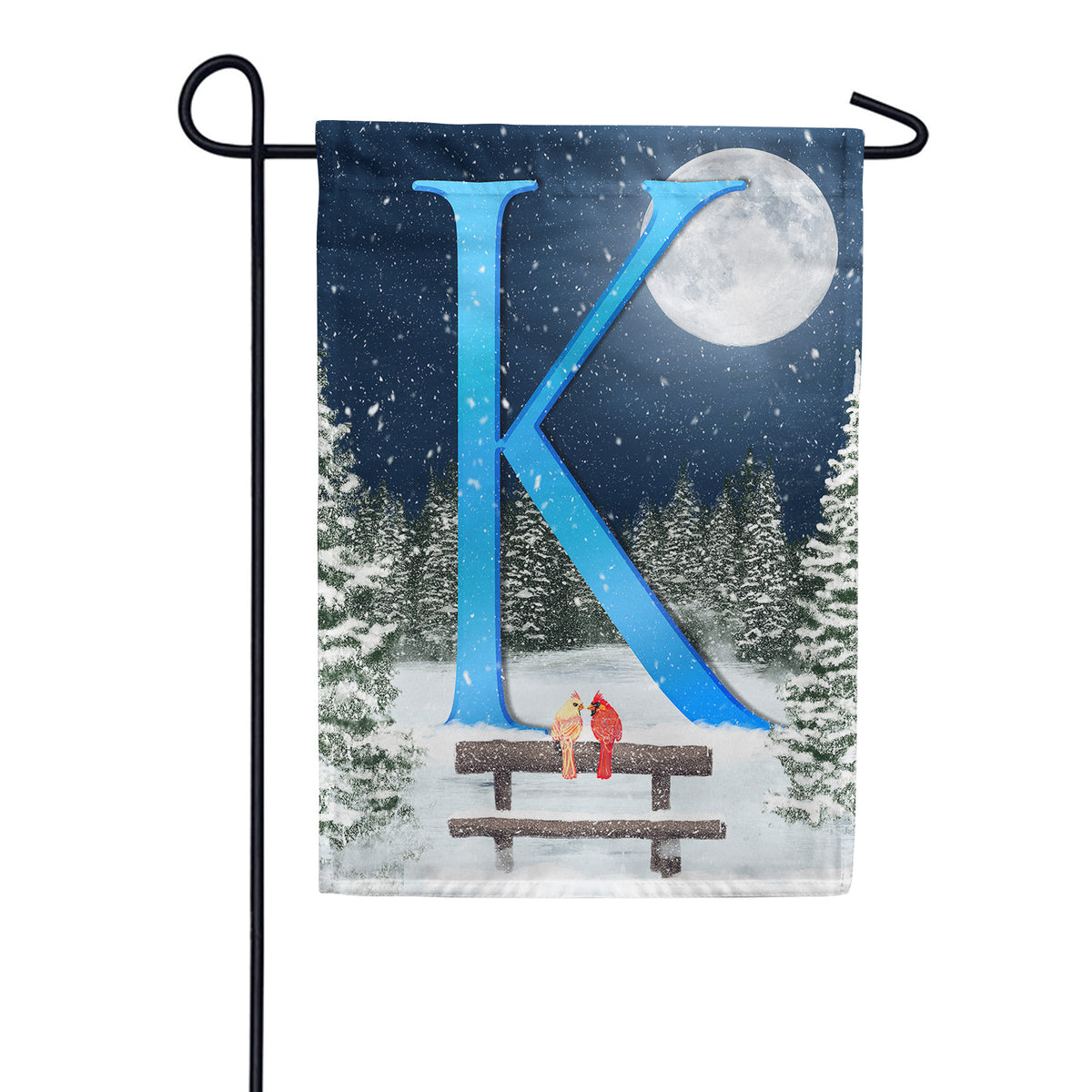 America Forever Winter Moon Monogram Garden Flag