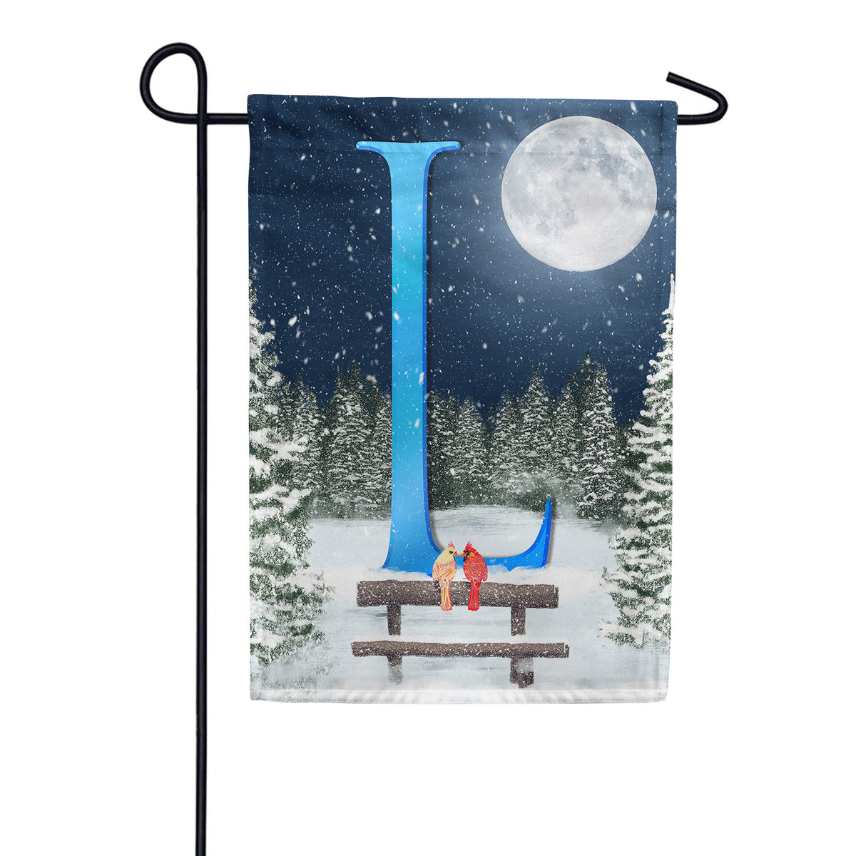 America Forever Winter Moon Monogram Garden Flag