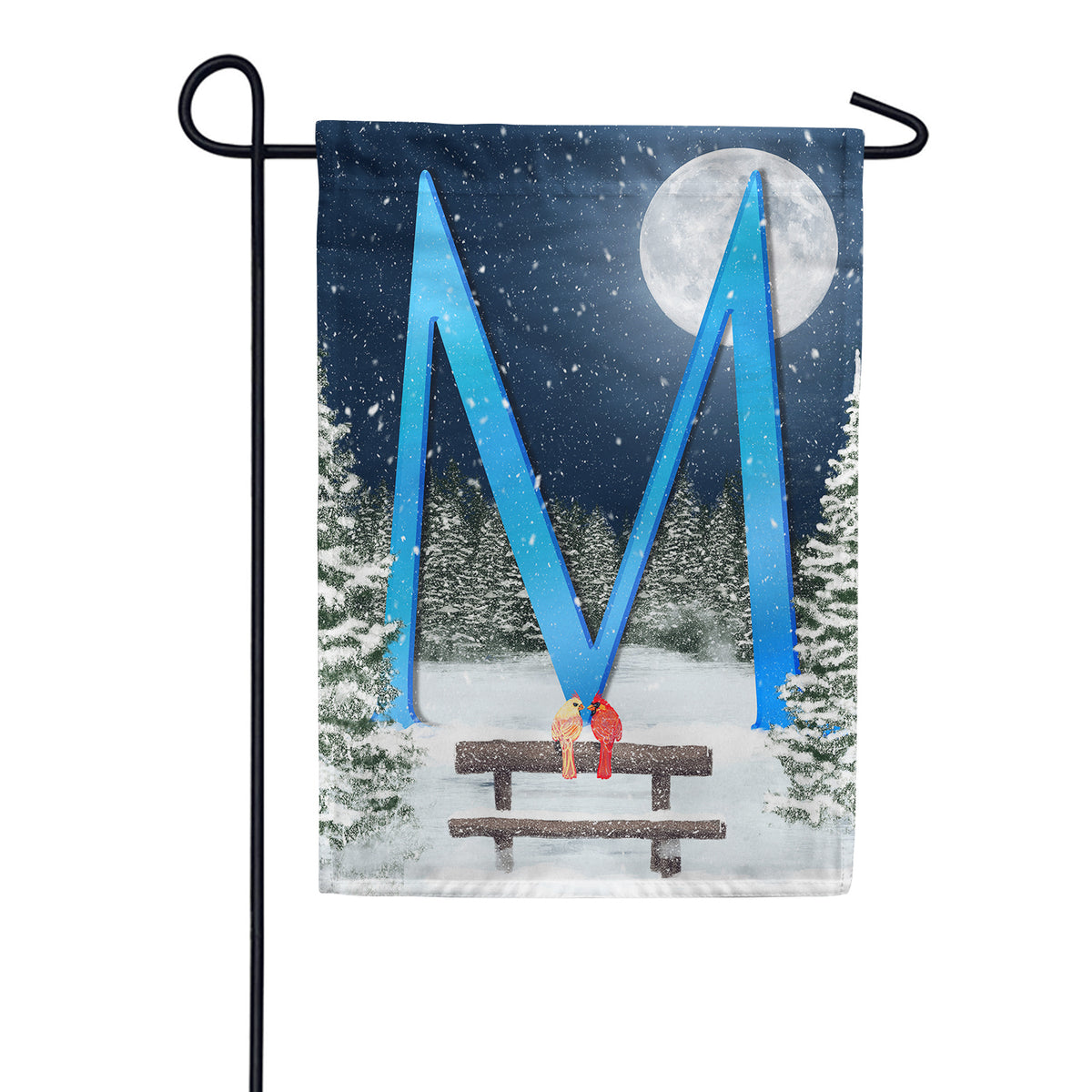 America Forever Winter Moon Monogram Garden Flag