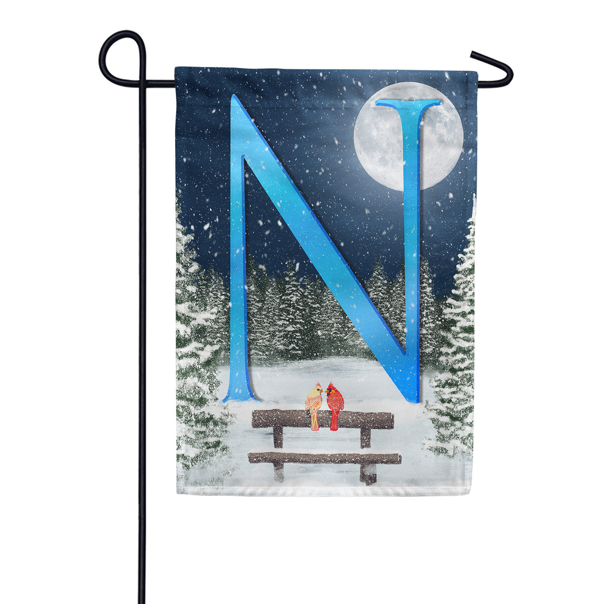 America Forever Winter Moon Monogram Garden Flag