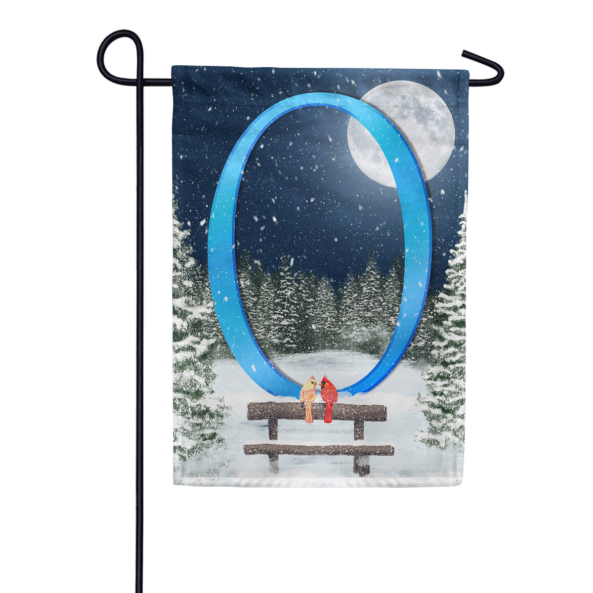 America Forever Winter Moon Monogram Garden Flag
